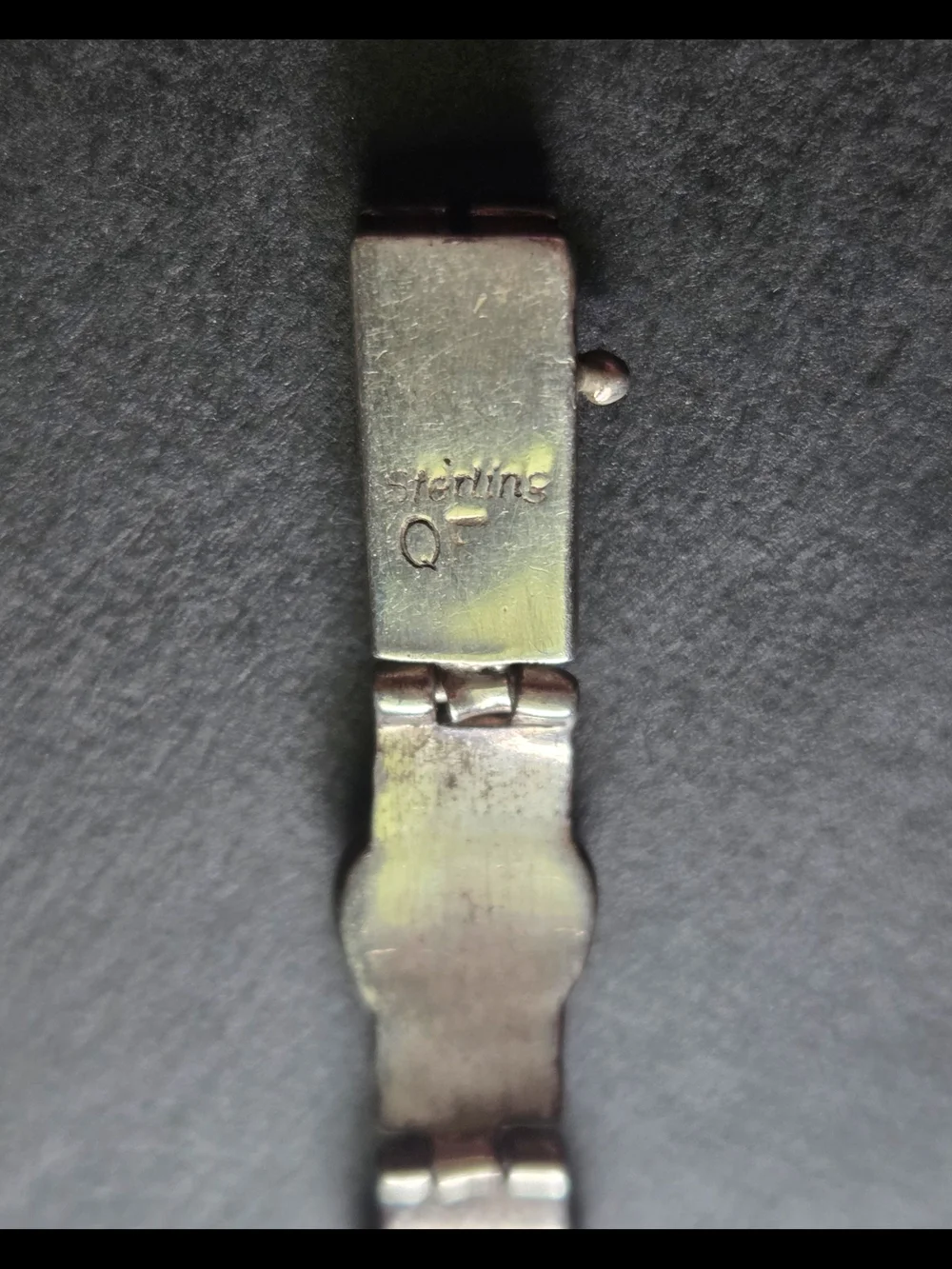 Vintage Sterling Silver Southwestern Fire Opal Inlay Link Bracelet QF 925 - Picture 8 of 9